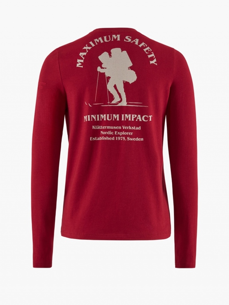 Women Klättermusen Nordic Explorer T-Shirt Red | 47953OAZE