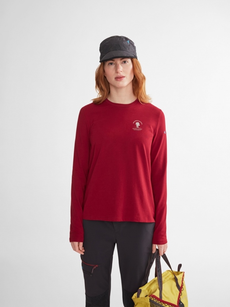 Women Klättermusen Nordic Explorer T-Shirt Red | 47953OAZE