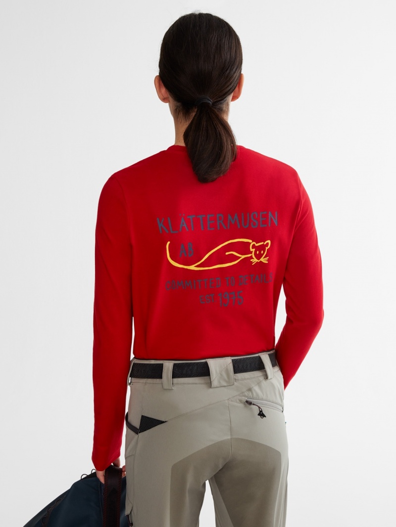 Women Klättermusen Runa Commitment T-Shirt Red | 32984MHTC