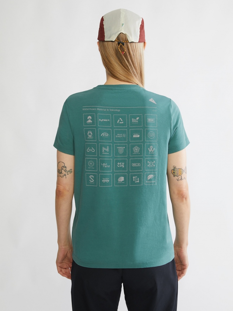 Women Klättermusen Runa Elements T-Shirt Green | 98761FMNK