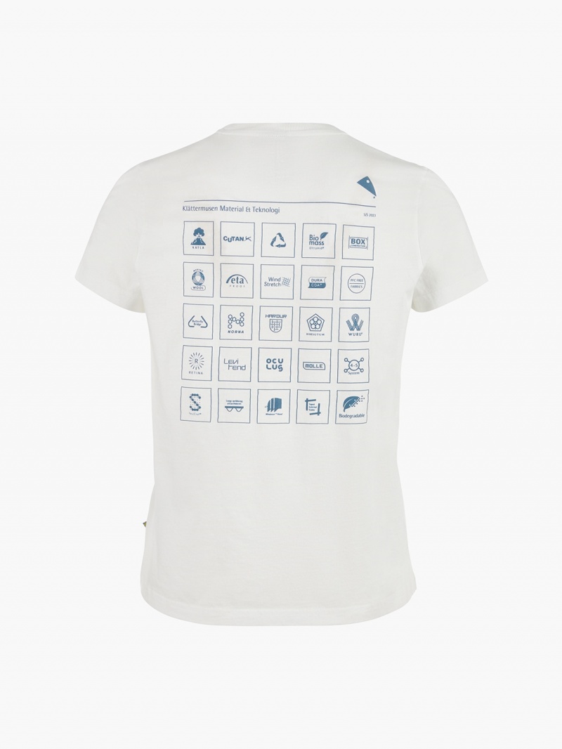 Women Klättermusen Runa Elements T-Shirt White | 29865XQOC