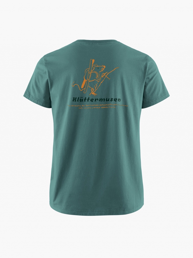 Women Klättermusen Runa Endeavour T-Shirt Green | 75081TVYZ