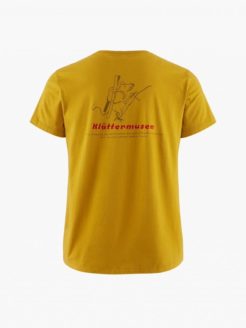 Women Klättermusen Runa Endeavour T-Shirt Gold | 03214LAOB