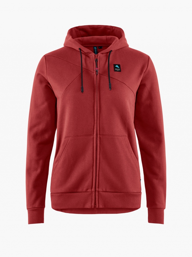 Women Klättermusen Runa Maker Zip Hoodie Sweater Red | 13248NMSH