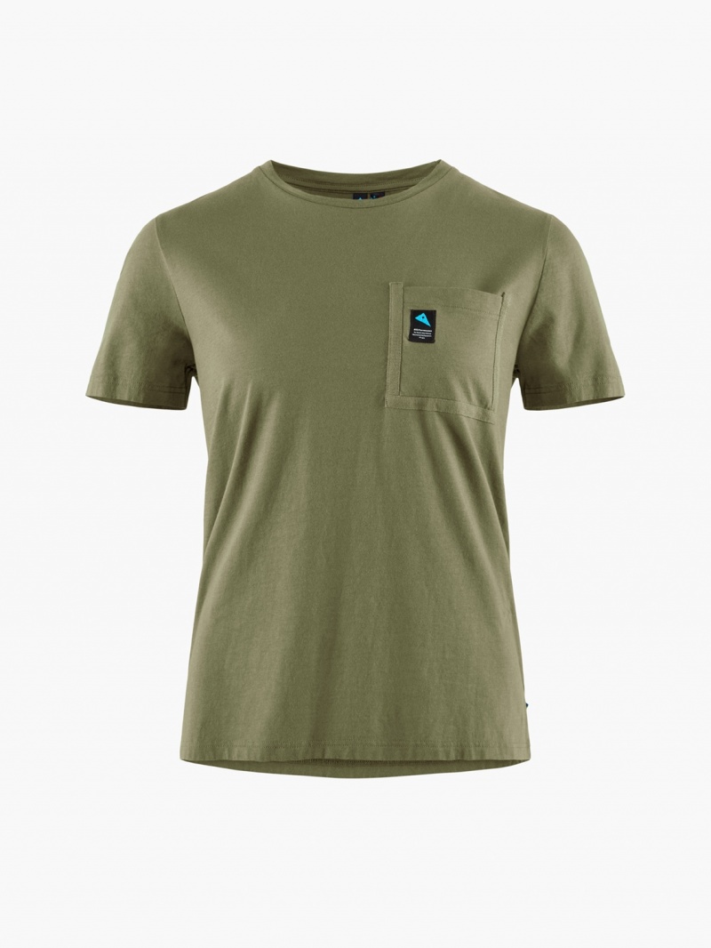 Women Klättermusen Runa Pocket T-Shirt Green | 95341DZWO