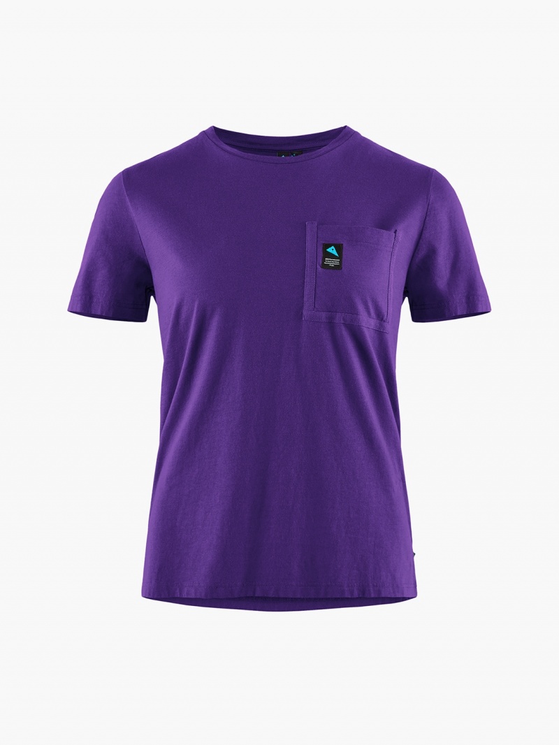 Women Klättermusen Runa Pocket T-Shirt Purple | 83146NKGB