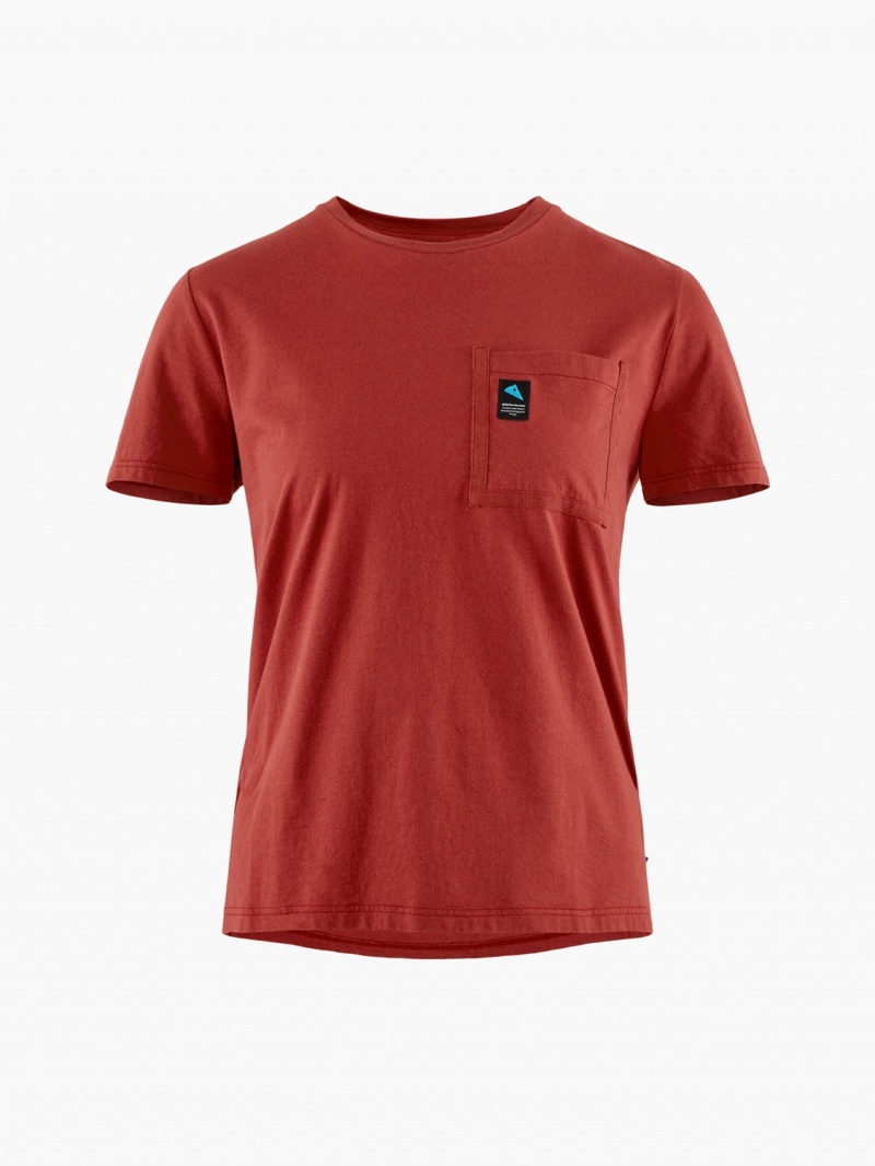 Women Klättermusen Runa Pocket T-Shirt Red | 08529QCHV