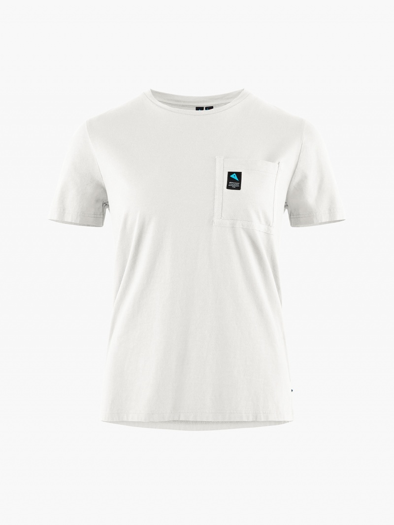 Women Klättermusen Runa Pocket T-Shirt White | 63812GTHV