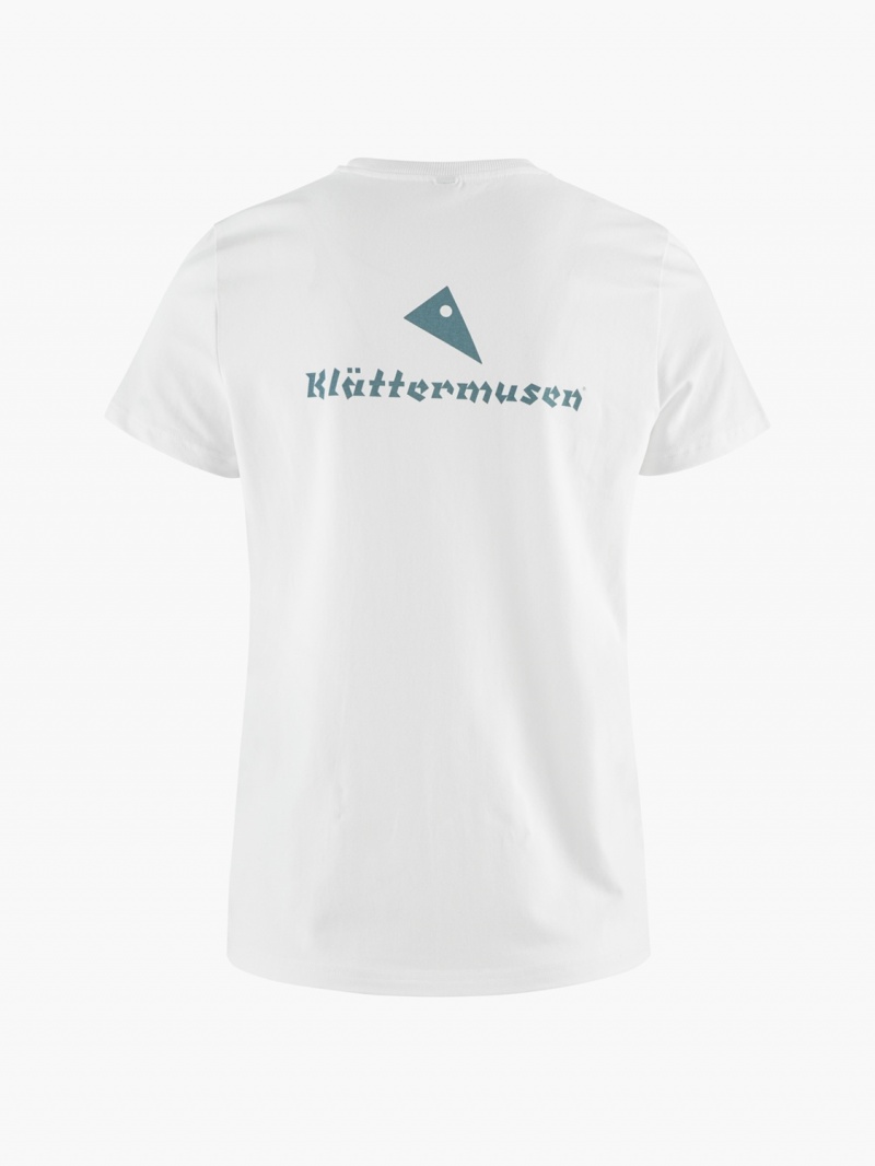 Women Klättermusen Runa Statement T-Shirt White | 86179NZXC