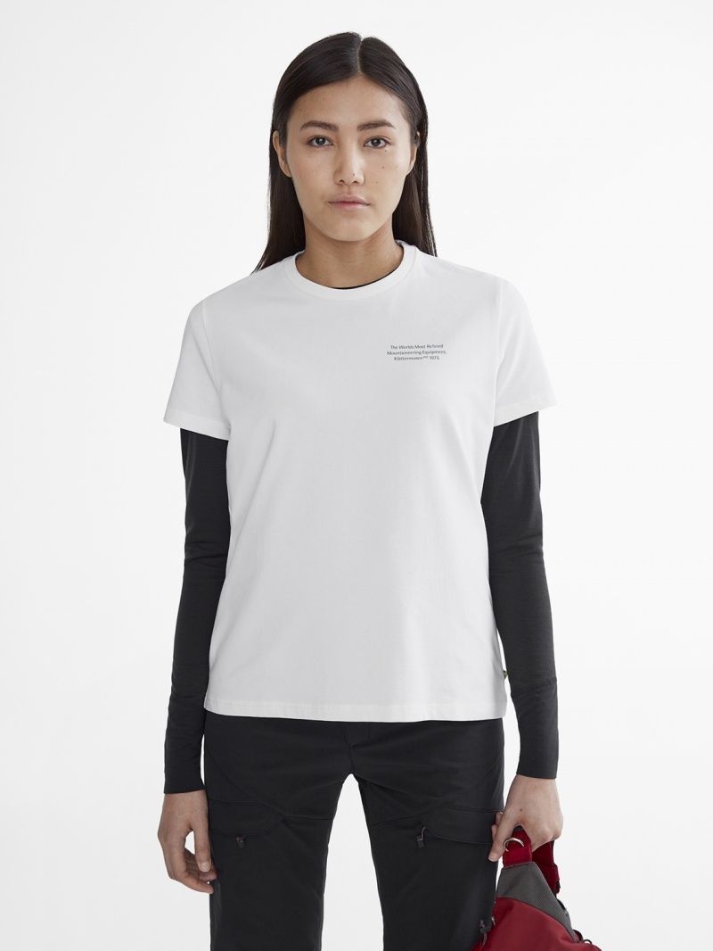 Women Klättermusen Runa Statement T-Shirt White | 86179NZXC